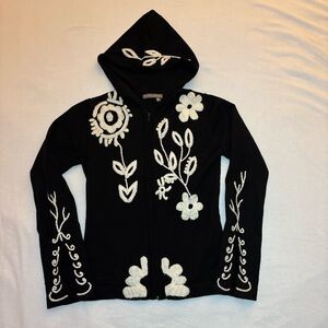 Vintage Tristan & Iseut Sz XS embroidered  sweater 90% Merino Wool Grannycore